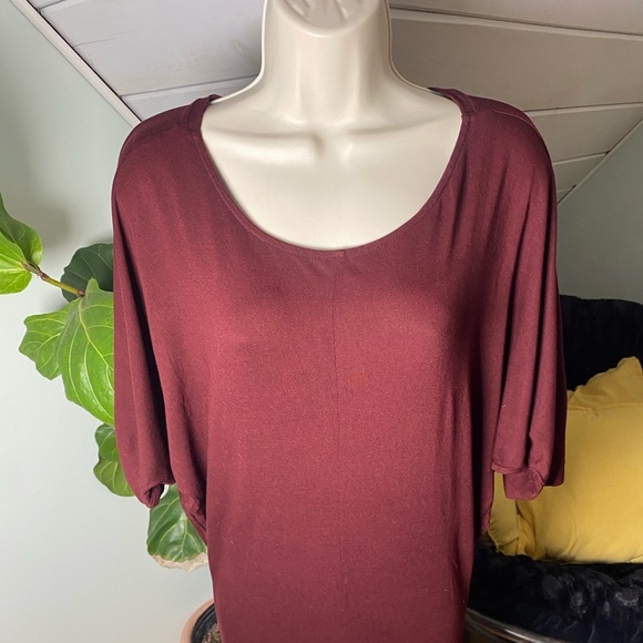 AllSaints Darcy Dress Bat Wing Short Sleeve in Burgundy Size 2 - Picture 5 of 9